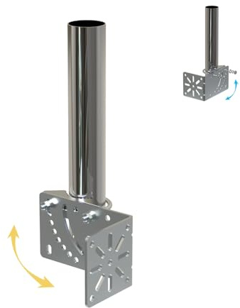 Amazmount 1.5 Diameter Universal Outdoor Adjustable Security Camera Antenna Mount Pole Bracket to Wall Weather Station 10 Length Antenna Mast Mounting Pole Clamp Kit