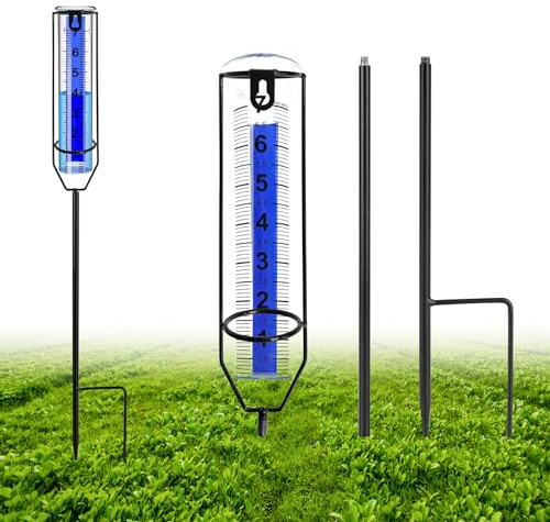 Okdance Regenmesser für den Außenbereich, dreiteiliges Design, verstellbare Höhe, Regenmesser, 17,8 cm, leicht zu lesender Kunststoff-Regenmesser für Hof, Garten, Rasen-Dekoration