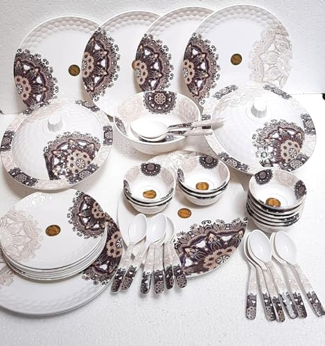 Juego de cena redondo de melamina juego de cena impreso vajilla para cocina Juego de cena de 44 piezas Juego de vajilla de melamina