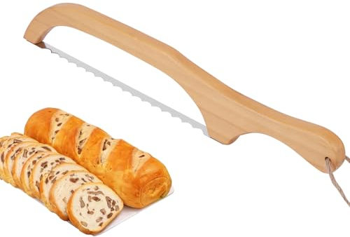 AIWMQYYF Brotmesser Wellenschliff, 40 cm Lang, Brotschneidemesser aus Holz mit Integriertem Ergonomischem Griff, zum Schneiden von Brot, Kuchen, Obst