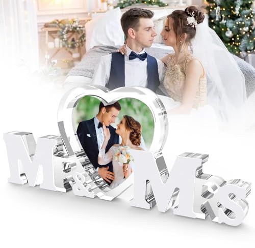 Mbsomnus Geschenke Acryl Herz Fotorahmen Hochzeitsdekoration für Braut und Bräutigam Tischdeko für Brautpaar