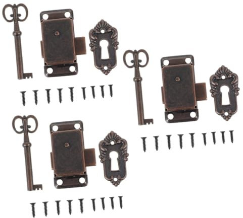 jojofuny 3sätze Vintage Möbelschloss Set Für Schmuckkästen Und Schränke Antike Design Zuverlässige Für Verschiedene Möbelstücke Geeignet Langlebiges