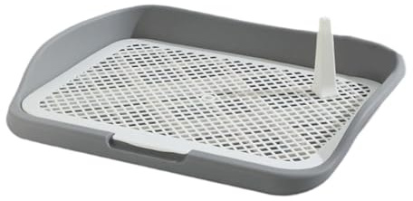 F Fityle Plateau de Pot d'entraînement de Toilette pour Chien, intérieur Ouvert, entrée supérieure, bac à litière pour Chien, grilles en Maille, Toilettes, Clôture Gris Moyen