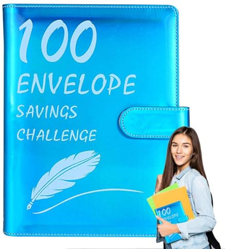 100-Spar-Challenge-Ordner, 100-Umschlag-Ordner,Geldumschläge Haushaltsbuch für Sparherausforderungen - Paar-Binder-System, einfache und unterhaltsame Möglichkeit, Geld zu sparen
