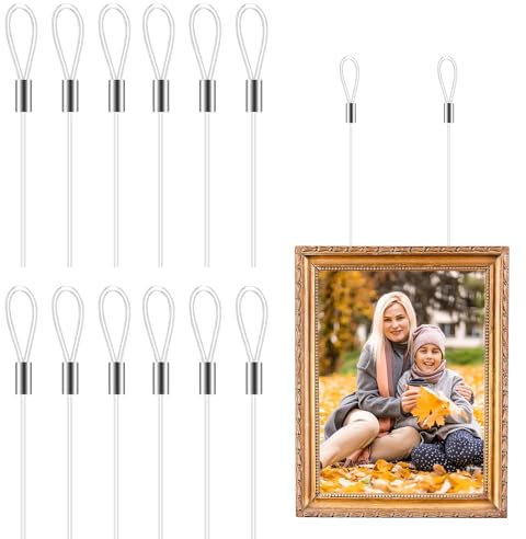 DIYEAH 12Pcs Transparent Nylon Rope 1.5M Invisible Picture Hanging Wire with Loop Design for DIY, Home Use, Mirror Frame Hanging Kit