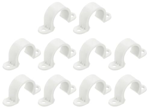 QUARKZMAN 10uds PVC Tuberías Correas, 20mm Plástico Conducto Correa, Dos Agujeros PVC Tubos Clips para Tubos, PVC Tubos, Conductos, Cables, Alambre, Cable, Claro Gris
