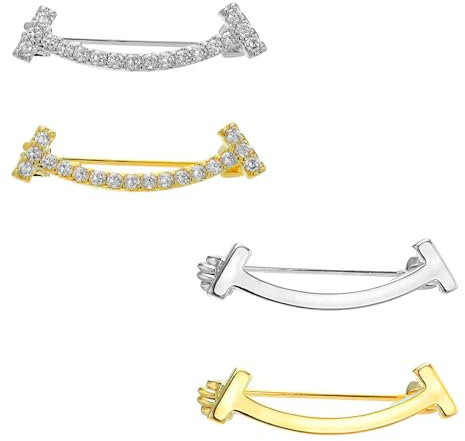 Broche Femme Vetement, 4 pièces Broches et Pins pour Femme Broche Décolleté Réduire Fausse Broche Col Écharpe Clip Double Tête Vêtements Sweat Shawl Clip Décoration Broche Pull Clips