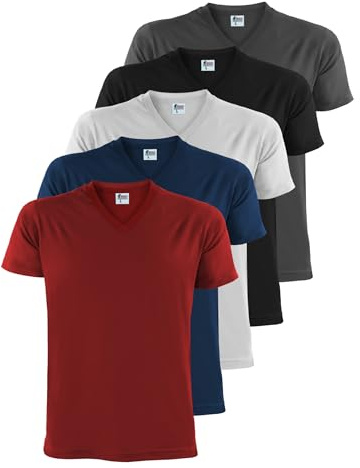 ALPIDEX Magliette Uomo Set 5 Scollo V Cotone Manica Corta Basic Fire L