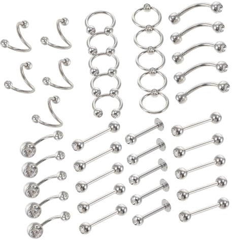 LIFKOME 40St Nasenbügel Goldschmuck Ohrringe aus Sterlingsilber Nieten silberne Creolen Lippenring lippenstifte lippenmaske Lippenentheft piercing lippenschmuck Rostfreier Stahl Silver