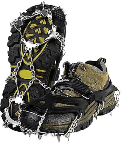 YiQinzcxg Edelstähle Eisgreifer Spikes Outdoor 18/19 Zahneisklaue Spikes Kettenschuhabdeckungen Ergriff Skiklaue