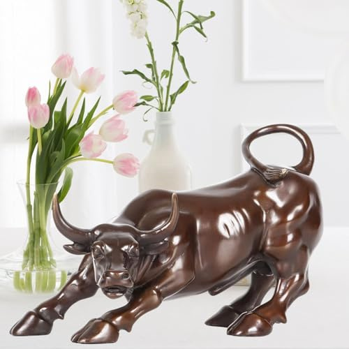 MILY-ART Toro de bronce de Wall Street, símbolo de riqueza y poder, escultura hecha a mano para decoración de escritorio, regalo inspirador para comerciantes, inversores y empresarios