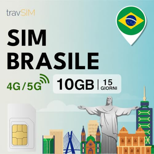 travSIM Carte SIM Brésil | 10GB - 15 Jours de données Mobiles à des Vitesses 4G/5G | accès Internet illimité pour Google, Facebook, Whatsapp et Plus Encore