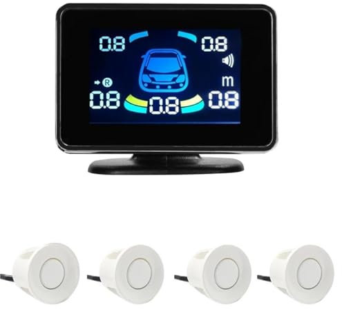 Sensores De Aparcamiento Sensor Aparcamiento Parktronic Electronics Detector Automático Trasero Asistencia Marcha Atrás Radar Marcha Atrás Sensor De Estacionamiento(Blanco,8)