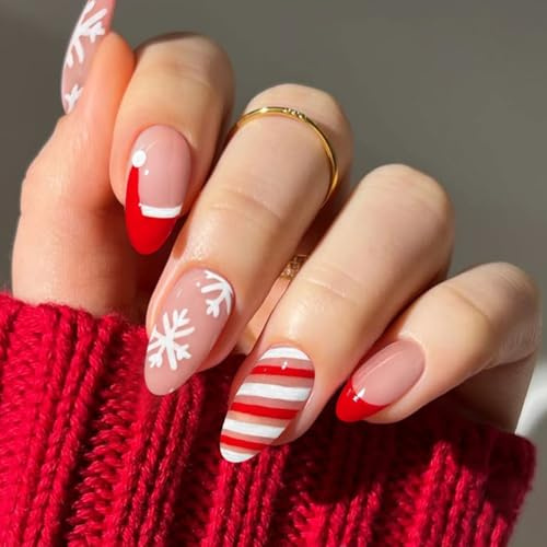 JMEOWIO Nagelfolie UV Härtend Weihnachten French Tip UV Gel Nail Strips Nagelsticker Nagelaufkleber Nail Art Dekoration Nageldesign Zubehör