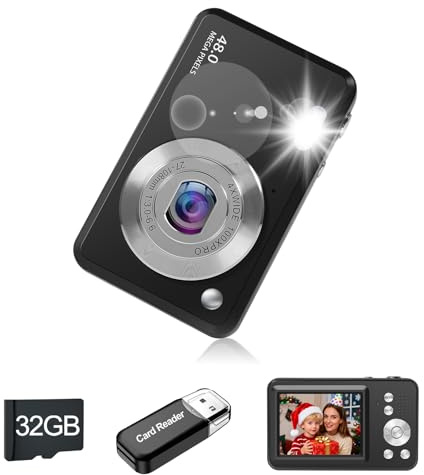 Appareil Photo Numérique Enfant 1080P HD, Appareil Photo Enfant avec Carte Mémoire 32GB, Digital Camera à Longue Autonomie, Cadeau Ado Garçon et Fille(Black)