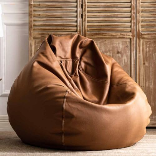 Großer Sitzsack/Stuhlbezug, Öko-Leder, ohne Füllung, für den Außenbereich, Chaiselongue, ideal für Wohnzimmer, Schlafzimmer, Garten, Spielzimmer, Filmabende
