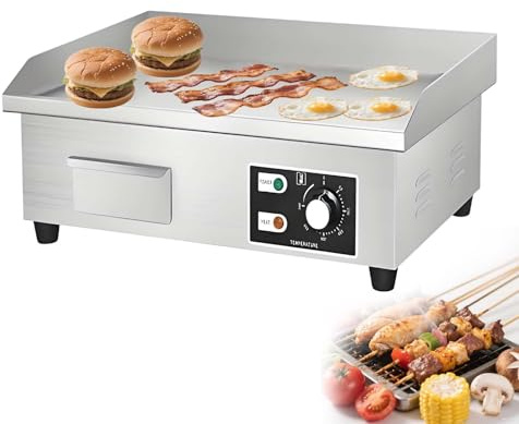 Piastra Elettrica Professionale Da 3000 W - Griglia Superiore Piatta In Acciaio Inox Da 14/22, Temperatura Regolabile (50°C-300°C), Per Casa E Ristorante - 220 V(3000W)
