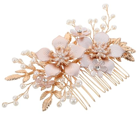 Alipis Peineta de Cristal para Novia Peineta Nupcial con Perlas de Imitación Accesorio Floral Cabello para Ceremonias de Boda y Uso de Invitada