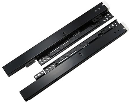 Unterflurführungen Bodenmontage Schubladenschienen,1 Paar Schubladenauszüge Schubkastenauszug Vollauszug, 180 mm Teleskopschienen für Die Bodenmontage (80cm Schwarz)