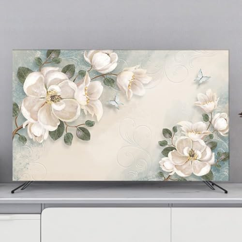HSTANGKY Funda Para TV De Interior Fundas Protectoras Para TV Con Estampado Floral Para Televisores LED/LCD Tela Suave Para Montaje En Pared Y Escritorio-flower||40-43inch