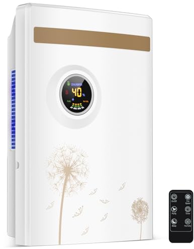 Deumidificatore Casa 2200ML, Deumidificatore Portatile Muffa Silenzioso, Spegnimento Automatico, Sbrinamento Automatico,Timer, Purificazione UV, con Telecomando per Camera da Letto, Bagno, Ufficio