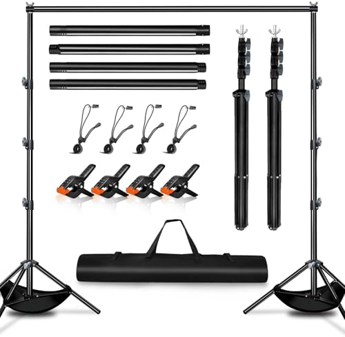 Heysliy Backdrop Stand Kit 3m x 3m (9.8ft x 9.8ft), Adjustable Height and Width Backdrop Stand Frame, Photography Background Stand for Studio, Party, Decoration