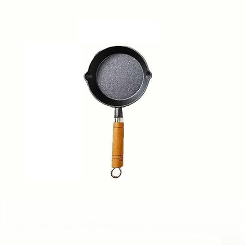 Mixabloem Cast Iron Mini Pan with Wooden Handle – 10 cm Compact Skillet for Egg Cooking, Oil Drizzling & Small-Batch Frying – Compatible with Gas, Induction and Electric(A-10CM)