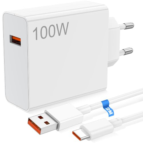 AIAUXAI 100W Caricatore con Cavo USB C 2M per Xiaomi 17 Pro Max 17T 14T 13T | Ricarica Rapida per Hyper-Charge 100W, Caricabatterie USB C Veloce per Redmi Note 15 14 12, per POCO X8 Pro Max M8 F8 F7 Pad
