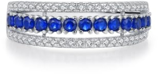 Dsnyu Ring Gold Damen 375 Echtgold, Ring Frauen Elegantes Design mit Hohler Reihe Rundem Laborsaphir und Moissanit 9K Weißgold