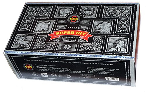 Satya Räucherstäbchen Super Hit Nag Champa, 12 Boxen à 15 g, 144 Räucherstäbchen