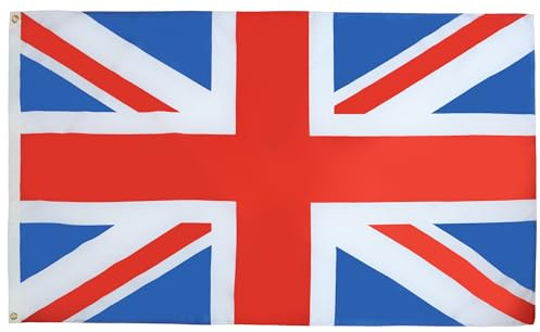 AZ FLAG Flagge Vereinigtes Königreich 90x60 cm Polyester 100D 2 Ösen | Für innen und außen Britische dekorative Flagge United Kingdom doppelte Nähte und verstärkte Kanten mit Metallösen