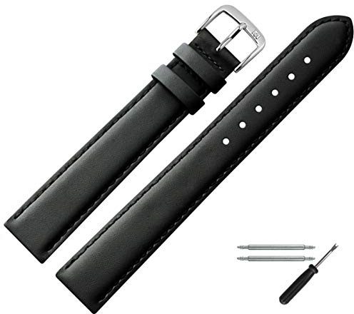 MARBURGER Uhrenarmband 14mm Leder XL Glatt Mit Naht - Werkzeug Montage Set 66014