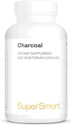 Carbone Attivo Vegetale 3600mg/giorno - Digestione - Vegano - SuperSmart | Antigonfiore - Riduzione dei gas intestinali - Aiuta a ridurre la flatulenza in eccesso - 200 Capsule vegetali