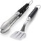 Weber Premium Grill Tool Set - Compact, 2-Piece Made of Stainless Steel, consisting of Grill Tongs (38cm) and Turner (35cm), with Practical Handles, Dishwasher Safe - Silver (6645)