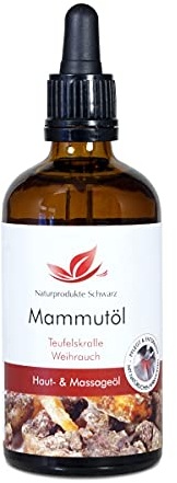Naturprodukte Schwarz - Mammutöl – Massageöl zur Muskelentspannung mit Teufelskralle, Weihrauch, Arnika Öl und Beinwell, 50ml