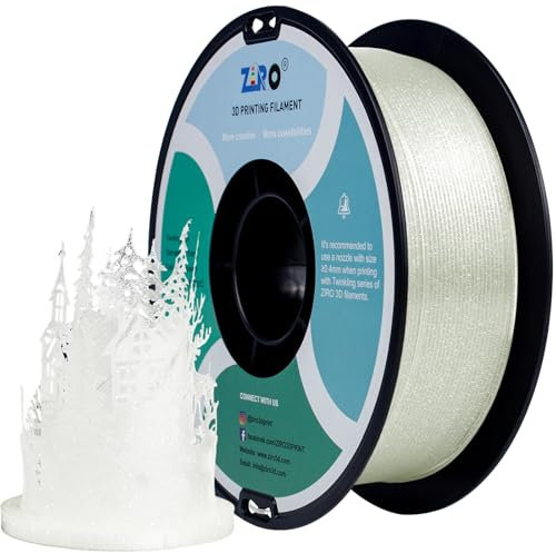ZIRO Twinkle PLA Filament 1.75mm 3D Drucker Filament PLA 1.75mm Twinkling Serie 1KG, Dimensional Accuracy +/- 0.03mm, Twinkling Transparent