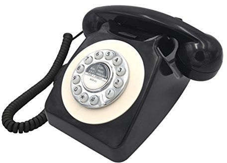 Benross 44520 Classic Retro Telephone/Vintage Style Corded Phone/Classic Ringer Sound/Push Button Dialling/Redial Function/Easy Setup/Black