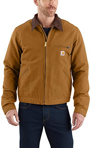 Carhartt Giacca Detroit, Vestibilità Comoda, In Tessuto Duck Con Fodera Tipo Coperta A Righe, Uomo, Marrone (Carhartt), M