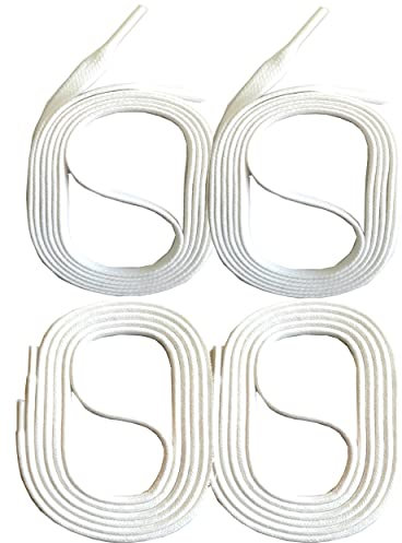 SNORS 2 pares de cordones encerados redondos y planos, 18 colores, 45 – 150 cm, resistentes, resistentes, de algodón, para negocios, zapatos de cuero, botas, Blanco, 90cm FLACH 5mm