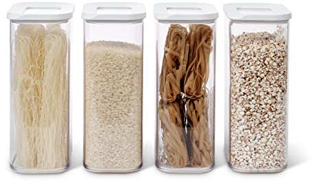 Mepal 4-teiliges Set Vorratsdosen mit Deckel - Lebensmittelbehälter Rechteckige - Küchenorganizer aus Kunststoff - Vorratsbehälter Luftdicht - 4 x 2000 ml - White