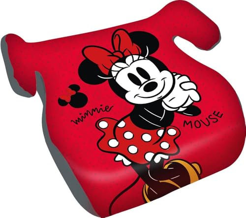 Tatatway Disney Minnie Seggiolino alzatina auto i-Size ECE R129/03. Alzabimbo per la sicurezza dei bambini con altezza da 126 a 150 cm. Rialzo con grafiche dI Minnie, seduta per bimbi su fondo rosso