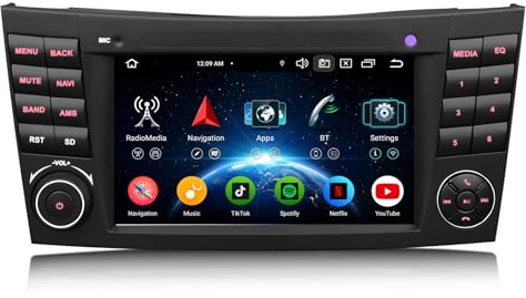Erisin 8-kärna 4 GB+64 GB Android 14 2 DIN bilradio GPS-navigering för Mercedes Benz E/CLS klass W211 W219 7 tums pekskärm CarPlay Android Auto DAB+ radio DSP Bluetooth 5.0 A2DP WiFi USB OBD2 SWC