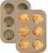 Juego de 2 Bandejas para hornear magdalenas,moldes para magdalenas horno,Magdalenas Horno,para 6 magdalenas,para magdalenas y tartas de queso, aptos para horno, color dorado