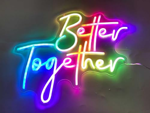 Better Together ein mehrfarbiges RGB neon-logo wird an USB mit einer fernsteuerung betrieben, die in einigen bankfeiern zum dekorieren eingesetzt wird, mit hilfe eines usb-sterns, dessen farbe