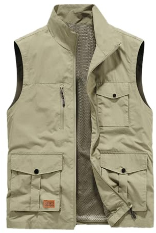 Hsternexy Weste Herren, Weste Herren Sommer Leicht Wanderweste Jagdweste Mit Vielen Taschen Anglerweste Multifunktionsweste Outdoor Arbeit Ärmellose Jacke Freizeit Utility Arbeitsweste