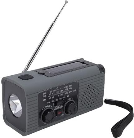 Solar Crank Radio Taschenlampe Handy -Ladegerät, Notfunk mit LED -Licht, Tragbare Leselampe, 2000 -mAh FM/AM/NOAA -Wettervorhersage, Solarpannels und Manuelle Generator