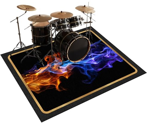 Drum Mat 120 x 100 cm Drum Rug Rectangle Soundproof Carpet Non-Slip Drum Rugs Floor Protection, Drum Mats For Drum Accessories Piano Electronic Drums Electronic Jazz Drum Kit Indoor Drum Carpets