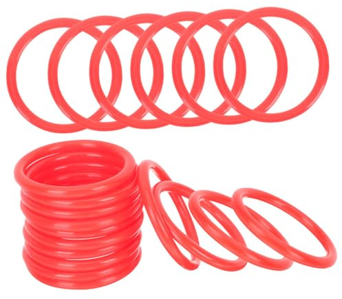 GRIRIW Jeu de Lancer D'anneaux pour Garçon et Filles 20 Pièces, Anneaux en Plastique Rouge 8 Cm de Diamètre Intérieur, Interactif Extérieur pour Jardin, Fête et Activités de Plein Air