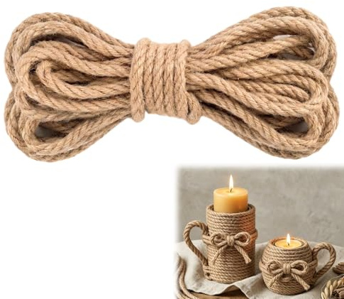 Hanfseil 10 mm 10 m, naturbelassenes Seil Kordel aus Jute, reißfestes Dekoseil für Garten, DIY Kunsthandwerk,Filament weich, Katzenkratzbaum & kreative Wohn-Deko