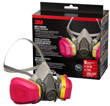 3M P100 / OV / AG Multi-Purpose Reusable Respirator 62023 Medium Size NIOSH-APPROVED P100 / Organic Vapor / Acid Gas Rated Filters Adjustable Head Straps Comfortable & Lightweight (62023H1-DC)